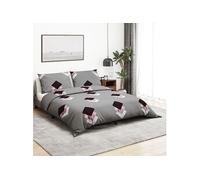 Ensemble de housse de couette Gris 140x200 cm Coton Gris G