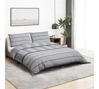 vidaXL Ensemble de Housse de Couette, Parure de Lit avec Taie d'oreiller, Ensemble de Literie Chambre à Coucher, Gris 225x220 cm Coton