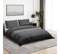 vidaXL Housse de couette Parure de lit coton Gris foncé 200x200 cm avec taie d'oreiller