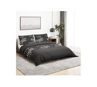 Vidaxl Ensemble De Housse De Couette Noir 140x200 Cm Coton