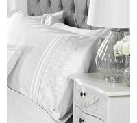 Ensemble De Housse De Couette Simple Florale Everdean Brodée - Blanc