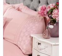 Ensemble De Housse De Couette Simple Florale Everdean Brodée - Rose Poudré