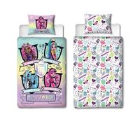 Character World Monster High Parure de lit Simple avec Housse de Couette réversible Double Face Motif féroce avec taie d'oreiller Assortie Parfait pour Chambre d'enfant Polycoton