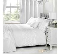 Ensemble De Housse De Couette Simple Florale Everdean Brodée - Blanc