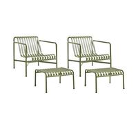 Ensemble de jardin 2 lounge chairs low + 2 ottomanes Palissade WxHxD 73x70x81cm/ WxHxD 65x60x37cm