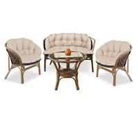 Ensemble de jardin 2x122x40cm + 190x40cm pour chaise canapé balançoire meubles en rotin imperméable beige