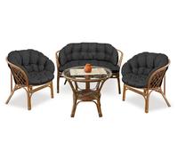 Ensemble de jardin 2x122x40cm + 190x40cm pour chaise canapé balançoire meubles en rotin imperméable noir