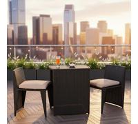 ensemble de jardin 3 pièces en poly rotin noir table et 2 chaises