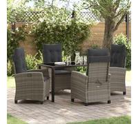 Ensemble de jardin 5 pièces avec coussins gris poly rattan Gris