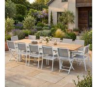 Ensemble de jardin aluminium 10/12P teck extensible BALITECK avec 8 fauteuils et 4 chaises