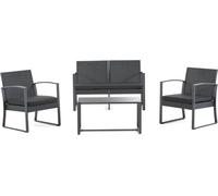 Ensemble de jardin avec canapé 2 places, 2 fauteuils et table en acier et résine tressée - design moderne, robuste et confortable avec coussins amovibles, idéal pour le jardin, la terrasse et le balco
