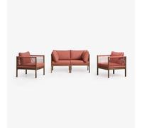 Ensemble De Jardin Avec Canapé Modulaire 2 Pièces Avec Accoudoirs Et 2 Fauteuils En Bois D'acacia Branson Terracota Brun Acacia Multicolore