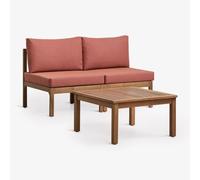 Ensemble De Jardin Avec Canapé Modulaire 2 Pièces Et Table Basse En Bois D'acacia Branson Terracota Brun Acacia Multicolore