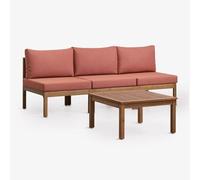 Ensemble De Jardin Avec Canapé Modulaire 3 Pièces Et Table Basse En Bois D'acacia Branson Terracota Brun Acacia Multicolore