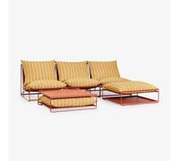 Ensemble De Jardin Avec Canapé Modulaire 3 Pièces, Table D'appoint Et Pouf Convertibles Amaro Jaune Miel - Rouge Argile