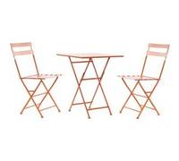 Ensemble de jardin avec table et 2 fauteuils en métal coloris corail --