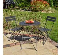 Ensemble de jardin BPS® Deluxe | Table et chaises de jardin en métal | Ensemble de mobilier de terrasse en 2 pièces | Robuste | Table pliante en 3 parties avec chaises | Vert olive, anthracite - Forme