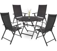 Ensemble de jardin Brubaker Riva - 1 table ronde pliante en verre de 70 cm de diamètre avec 4 chaises à dossier haut - Résistant aux intempéries - Anthracite