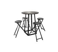 Pegane Ensemble table et chaises jardin - blanc/noir