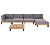 Ensemble de Jardin d'Angle Modulable en Bois d'Acacia avec Table Basse et Canapé