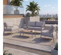 Ensemble de jardin en aluminium HWC-P79, ensemble lounge, canapé, salon de jardin, tissu/textile oléfine 210 g/m² ~ crème-beige