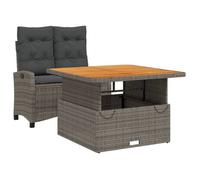 Ensemble de jardin en résine tressée - BURKE - 2 pièces - Gris - Banc inclinable - Table relevable - Résistance aux UV