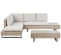 Ensemble de Jardin en Rotin Synthétique 5 Places Table Basse Réglable Canapé Cou