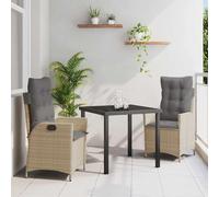 Ensemble de jardin exclusif - Table et 3 chaises en polyrotin beige
