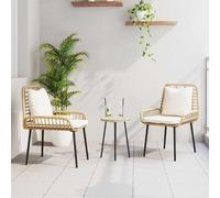 Ensemble de jardin exclusif - Table et 3 chaises en polyrotin marron et crème