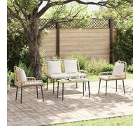 Ensemble de jardin exclusif - Table et 3 chaises en polyrotin marron et crème