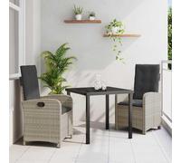 Ensemble de jardin exclusif - Table et 3 chaises en résine tressée gris clair