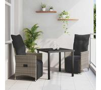 Ensemble de jardin exclusif - Table et 3 chaises en résine tressée grise