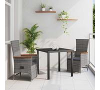 Ensemble de jardin exclusif - Table et 3 chaises en résine tressée grise