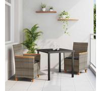 Ensemble de jardin exclusif - Table et 3 chaises en résine tressée grise
