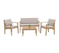 Ensemble De Jardin Hwc-O19, Lounge-Set Banc Fauteuil Table, Bois Acacia Mvg Tissu/Textile (180g/M²) Coussin Gris Gris