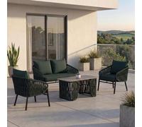 Ensemble De Jardin Hwc-P90, Ensemble Lounge Canapé Fauteuil Table, Tressage En Corde Tissu/Textile (180 G/M²) Vert Vert