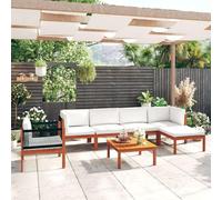 vidaXL Ensemble salon de jardin 7 pièces avec coussins bois crème acacia & corde