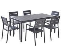 Ensemble de Jardin Moderne Table et 6 Chaises en Bois Synthétique et Aluminium N