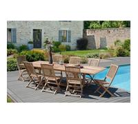 Ensemble de jardin nº 27 comprenant 1 table rectangulaire extensible 200-300x120 cm et 4 lots de 2 chaises Lombock JARDITECK