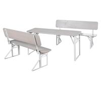 Ensemble de jardin pour enfants Roba - Ensemble de sièges pour enfants avec dossier en bois - 2 bancs + 1 table - Mobilier pliable à partir de 24 mois - Finition gris