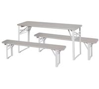 Ensemble de jardin pour enfants Roba - Ensemble de sièges pour enfants en bois - 2 bancs + 1 table pour enfants - Ensemble de sièges pliables à partir de 24 mois - Finition gris