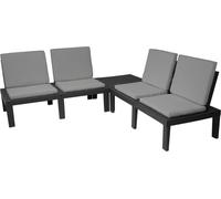 Ensemble de jardin Pure Garden & Living Molok, 5 pièces, plastique gris, pour 4 personnes