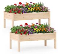 Ensemble de jardin surélevé en bois avec trous de drainage, 122 x 62 cm