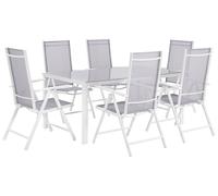 Ensemble de Jardin Table et 6 Chaises en Aluminium et Verre Gris Industriel Cata