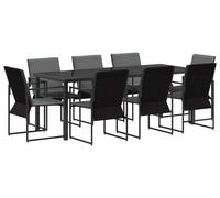 Ensemble de jardin vidaXL, 9 pièces, noir et anthracite, 200 x 80 x 73 cm
