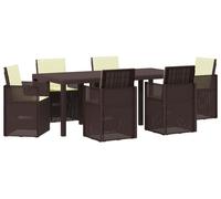 Ensemble de jardin vidaXL avec coussins, 7 pièces, marron et crème, en polypropylène