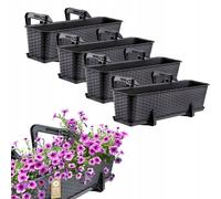 KADAX Pot de fleurs "Castro", pot avec poignées, 60cm, anthracite, 4 pièces