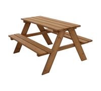 Ensemble de jeu pour enfants bois marron 4 places table de pique-nique + 2 bancs
