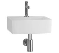 Ensemble de lavabo mural Differnz Zeus – Ensemble compact en céramique blanche comprenant un lavabo, une robinetterie, un bonde et un siphon. Forme rectangulaire. Dimensions : 33 x 28,5 x 11,5 cm