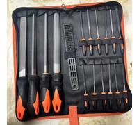Ensemble de limes métalliques, outils de lime professionnels, limes métalliques de qualité supérieure avec valise, 4 grandes limes - lime plate/triangulaire/demi-ronde/ronde et 12 limes à aiguille, Or
